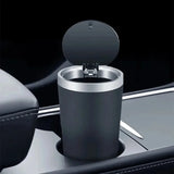 1Pc Premium Car Trash Bin with Press Lid Leakproof Odor Resistant ABS Cup Holder Mini Garbage Can Auto Interior Parts