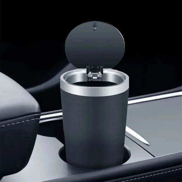 1Pc Premium Car Trash Bin with Press Lid Leakproof Odor Resistant ABS Cup Holder Mini Garbage Can Auto Interior Parts