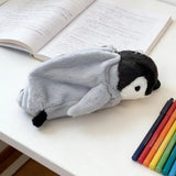 Cute Penguin Pencil Pouch Large Capacity Pen Bag Soft Fabric Duckbill Pouch for Students Stationery Supplies Storage Bag Gifts