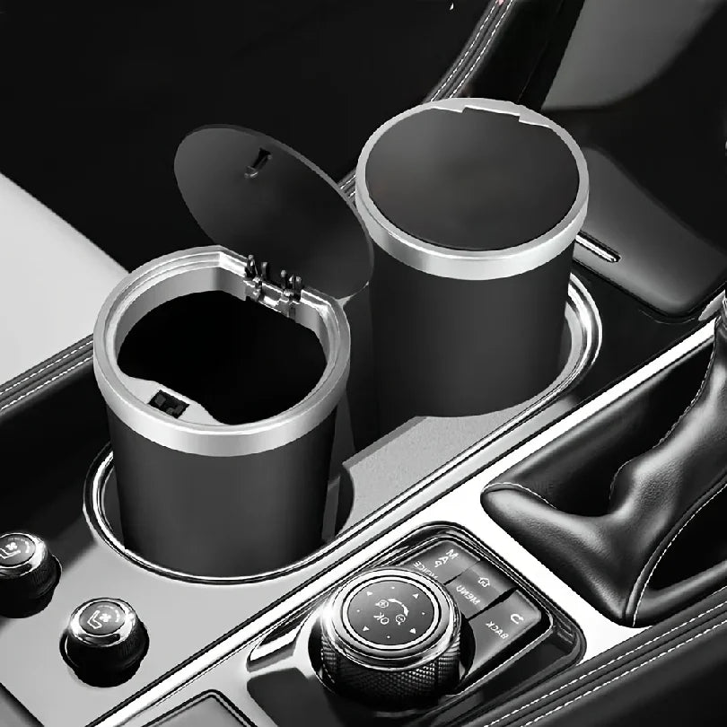 Compact Leakproof Mini Car Trash Can with Easy-Press Pop-Up Lid Durable Odor-Blocking Waterproof ABS Bin for Cup Holders Storage