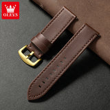OLEVS brand mens watches waterproof Leather strap chronograph quartz watch for man date gold square dial genuine male wristwatch