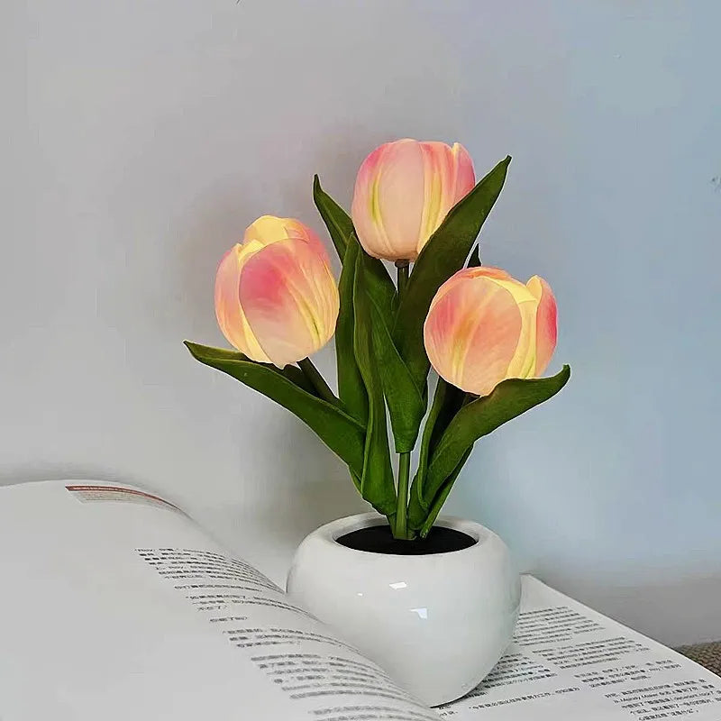 Tulip LED Lamp Night Simulation Flower Atmosphere Desk Light Room Table Decoration Lamp Festival Gift Ambient Lighting