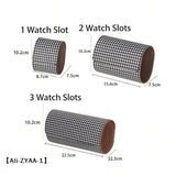 【A】Watch Roll Travel Case 1/2/3 Slot, Storage Organizer with Removable Pillows Solid Dividers, Secure