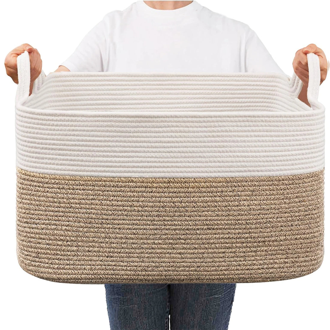 Woven Storage Baskets for Organizing, Soft Rope Storage Basket, Cube baskets for shehelves, Laundry Hampers