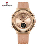 NAVIFORCE NF7109 Quartz Watch for Ladies Fashion Women's Dual Display Watches Quartz Waterproof Silicone Luminous Wristwatch