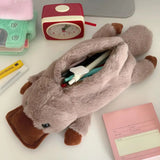 Cute Penguin Pencil Pouch Large Capacity Pen Bag Soft Fabric Duckbill Pouch for Students Stationery Supplies Storage Bag Gifts