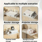 Stainless Steel Wall-Mounted Router Shelf No-Drill Space-Saving Organizer for TV Top Boxes Keys Small Items in Living Room