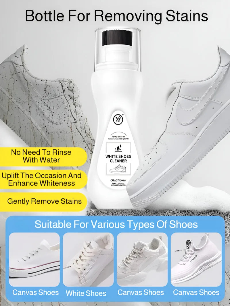 Water-Free White Sneakers Cleaner Stain Remover Anti-Yellowing Whitening Shoe Cleaner   Brush Fast Cleaning