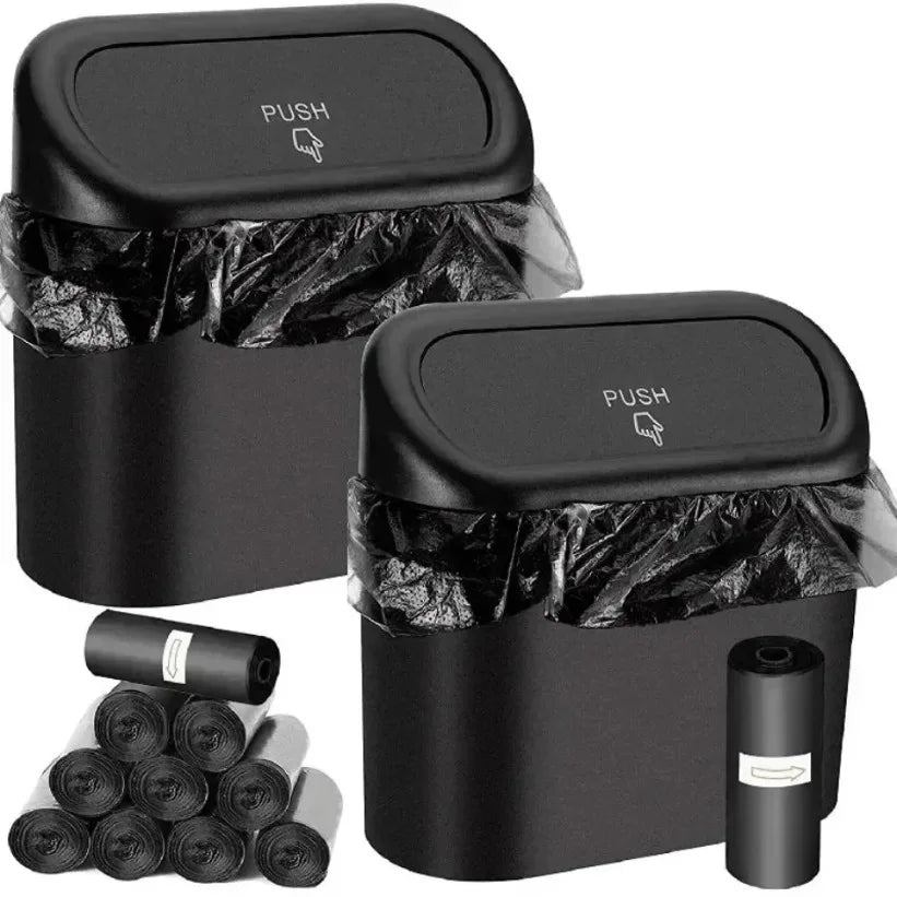 New Car Trash Can (with Lid) 3 Rolls of Garbage Bags for Car Door/Seat Back/Center Console Side/Home/Office Use Small Trash Can