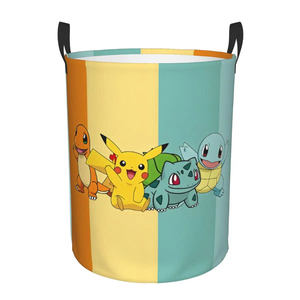Charmander Pikachu Bulbasaur Squirtle Laundry Basket Collapsible Large Clothing Storage Bin Laundry Hamper
