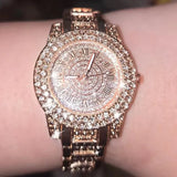 Casual Elegant Full Diamond Women's Quartz Watch Shiny Zircon Mechanical Lady Wristwatches Fashion Folding Watches Buckle Watch