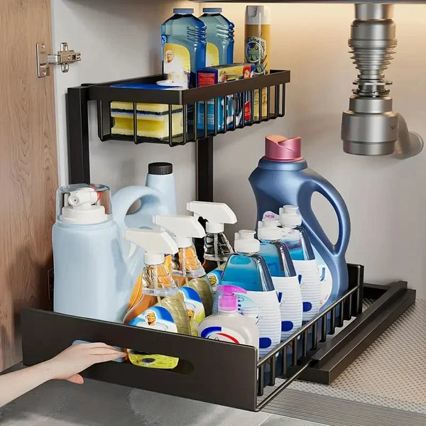 2-layers bottom pull-out storage rack,under-sink storage rack,kitchen storage rack, drain rack,snack storage,bathroom storage.