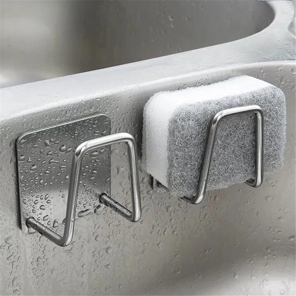 Kitchen Adhesive Strong Wall Hanger Hook Sink Sponges Holder Drain Drying Rack Storage Organizer Bathroom Suction Cup Stainless