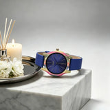 Neutral Large Dial Bamboo Wristwatch Dual Time Display Leather Band Buckle Lightweight Natural Bamboo Watch