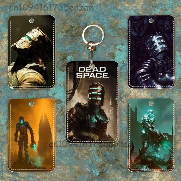D-Dead S-Space Custom Access Card Case Leather Card Holder Keychain Key Ring Transportation Card Case Gifts