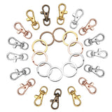 10Sets Alloy Swivel Lobster Clasp Hooks With Split Key Ring Snap Hooks For DIY Keychain Bag Hang Doll Jewelry Making Accessories