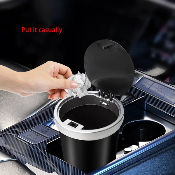 for Cup Holders Storage Compact Leakproof Mini Car Trash Can with Easy-Press Pop-Up Lid Durable Odor-Blocking Waterproof ABS Bin
