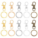 10Sets Alloy Swivel Lobster Clasp Hooks With Split Key Ring Snap Hooks For DIY Keychain Bag Hang Doll Jewelry Making Accessories
