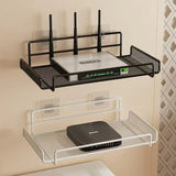 Stainless Steel Wall-Mounted Router Shelf No-Drill Space-Saving Organizer for TV Top Boxes Keys Small Items in Living Room