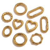 2pcs Stainless Steel Round Heart Spring Clasps Oval Buckle Connector Carabiner Keychain Bag Clips Hook Chain Buckles DIY Jewelry