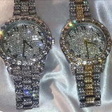 Casual Elegant Full Diamond Women's Quartz Watch Shiny Zircon Mechanical Lady Wristwatches Fashion Folding Watches Buckle Watch