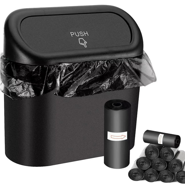 Car Trash Can Bin with Lid- Mini Car Garbage Can- Leakproof Trash Bin Car Dustbin Organizer Container for Car Office Home