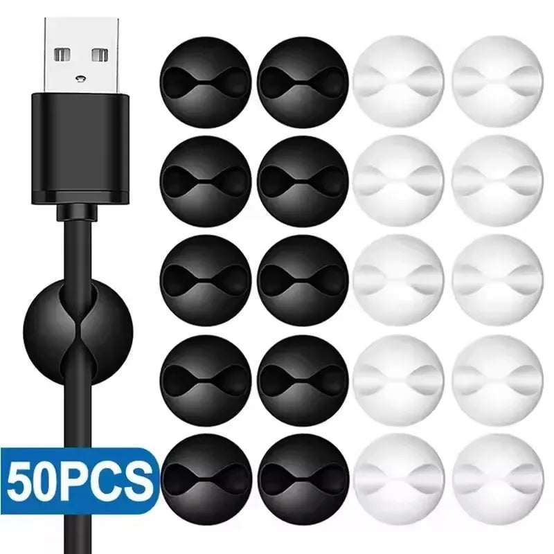 5/50Pcs Desktop Wall Cable Clips Wire Management Self-Adhesive Cord Organizers Holder Clamp for USB Network Headphone Cables