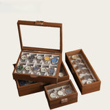 Wood Grain Watch Box 2/3/6/10 Slots Watch Display Case Organizer for Home Watch Storage Collection