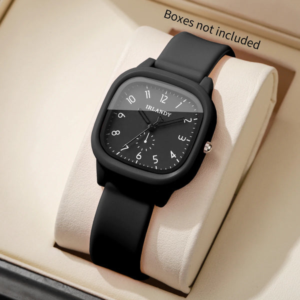 Fashion Square Women Quartz Watch Casual Arabic Dial Silicone Strap Wristwatches Reloj Mujer Girls Clock Gift (Without Box)