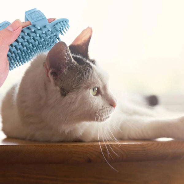 Silicone Pet Grooming Brush Cat Wall Corner Massager Self Cleaning Comb Removes Shed Hair Gentle Skin Friendly Design