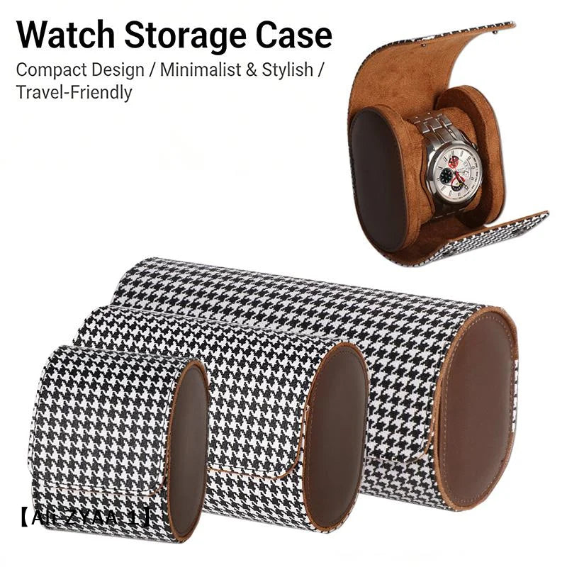 【A】Watch Roll Travel Case 1/2/3 Slot, Storage Organizer with Removable Pillows Solid Dividers, Secure