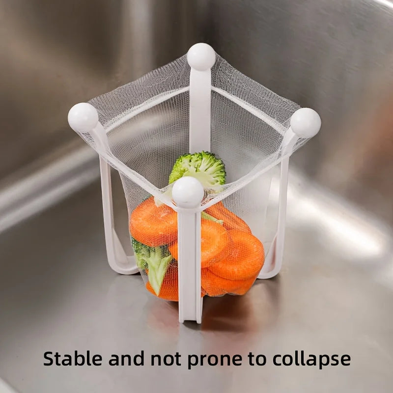 1pc Kitchen Sink Strainer + 50 Filter Screens, Drain Rack - Durable Plastic, Open Storage Design for Easy Cleanup