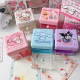 New Double Layer Drawer Storage Box Kt My Melody Kuromi Cinnamoroll Jewelry Bead Chain Stationery Organizer For Girls