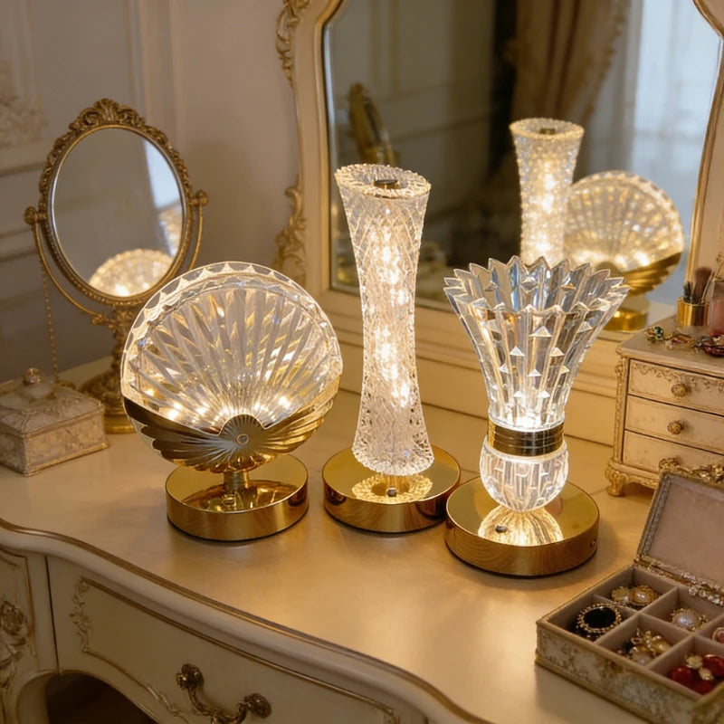 Modern Crystal Table Lamp Bedroom Bedside Light Touch Control Night Light Romantic Ambient Lamp For Home Decor