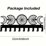 Moon Phase Key Holder 10 Hooks Wall Mount, Metal Key Organizer with Leash Hook, Entryway Wall Decor for Home