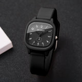 Fashion Square Women Quartz Watch Casual Arabic Dial Silicone Strap Wristwatches Reloj Mujer Girls Clock Gift (Without Box)