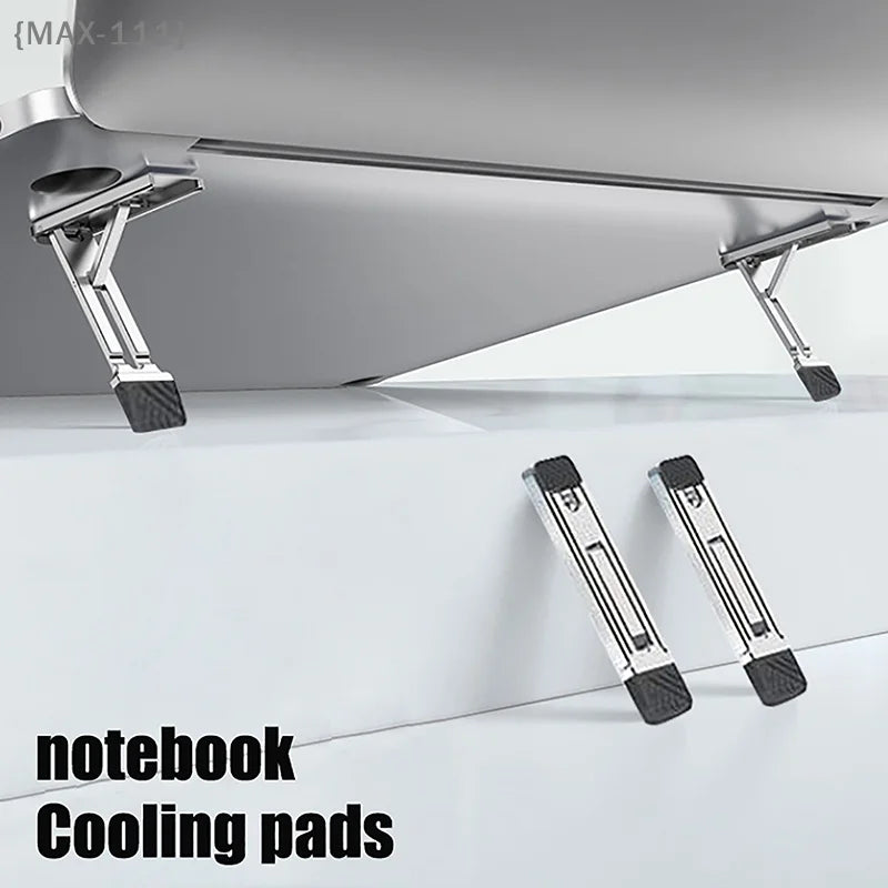 【F2-MAX111】Mini Zinc Alloy Laptop Stand Adjustable Height Foldable Laptop Riser Legs Anti Slip Holder
