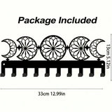 Moon Phase Key Holder 10 Hooks Wall Mount, Metal Key Organizer with Leash Hook, Entryway Wall Decor for Home