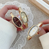 High-end Women's Roman Scale Quartz Watch Simple Gold Bracelet Ladies Watches Oval Dial Wristwatches Clock Dress Montre Femme