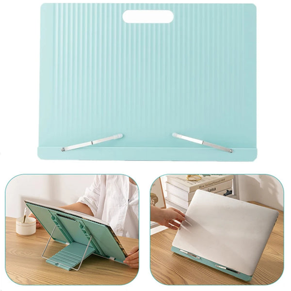 BEISHI Adjustable Desktop Book Stand for Reading with Page Clips Plastic Foldable Book Reading Holder iPad Tablet Laptop Holder