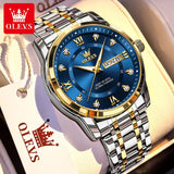 OLEVS Brand Fashion men's watches stainless steel waterproof Quartz wristwatch luminous Original watch for man Dual Calendar