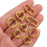 2pcs Stainless Steel Round Heart Spring Clasps Oval Buckle Connector Carabiner Keychain Bag Clips Hook Chain Buckles DIY Jewelry