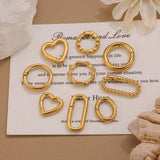 2pcs Stainless Steel Round Heart Spring Clasps Oval Buckle Connector Carabiner Keychain Bag Clips Hook Chain Buckles DIY Jewelry