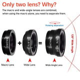 3 in1 180° Fish Eye Mobile Phone Camera Lens Fish Eye 0.67X Quality Wide Angle Macro Lens Clip Phone Lens Kit For All Smartphone