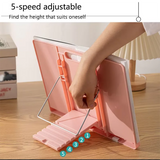 BEISHI Adjustable Desktop Book Stand for Reading with Page Clips Plastic Foldable Book Reading Holder iPad Tablet Laptop Holder