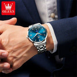 OLEVS Moon Phase men's watches calendar 30m waterproof quartz watch for man fashion minimalist Original wristwatch brand watch