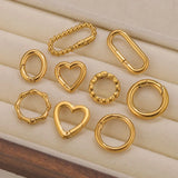 2pcs Stainless Steel Round Heart Spring Clasps Oval Buckle Connector Carabiner Keychain Bag Clips Hook Chain Buckles DIY Jewelry