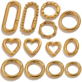 2pcs Stainless Steel Round Heart Spring Clasps Oval Buckle Connector Carabiner Keychain Bag Clips Hook Chain Buckles DIY Jewelry