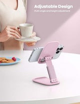 Pink Phone Holder Stand for Desk - Rose Gold Office Accessories, Gifts for Women