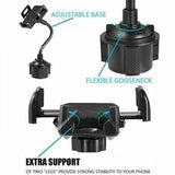 Universal Car Mount Cup Phone Holder Adjustable 10" Gooseneck GPS Stand Cradle